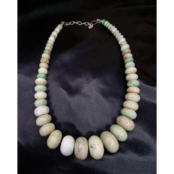 Jay King DTR Sterling Silver Chrysoprase Bead Necklace Graduated - Picture 3 of 4